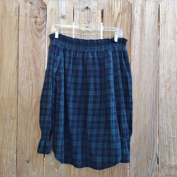 Beach Lunch Lounge - Plaid Off Shoulder Blouse - Picture 9 of 13
